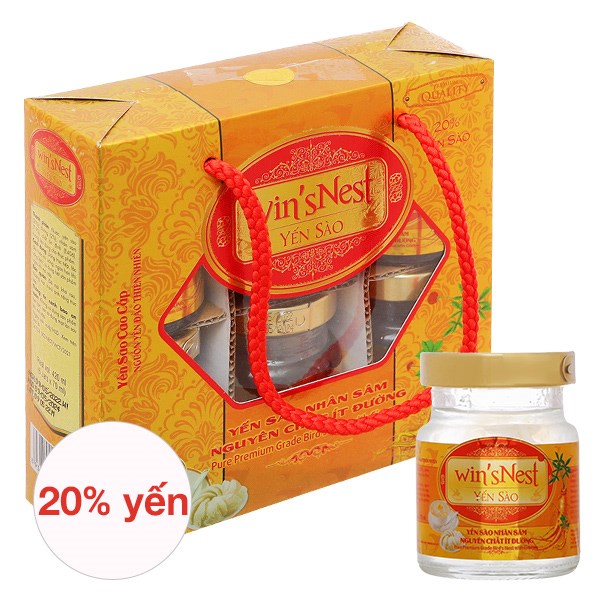 Hộp 6 Hũ Nước Yến Sào Win'snest Vị Nhân Sâm Ít Đường 70 Ml (Từ 3 Tuổi) - Kèm Túi Giấy