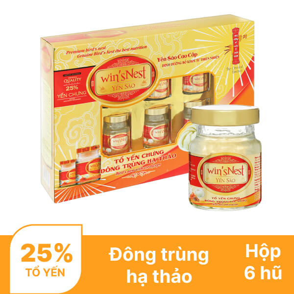 Hộp 6 hũ tổ yến đông trùng hạ thảo Win'snest 70ml