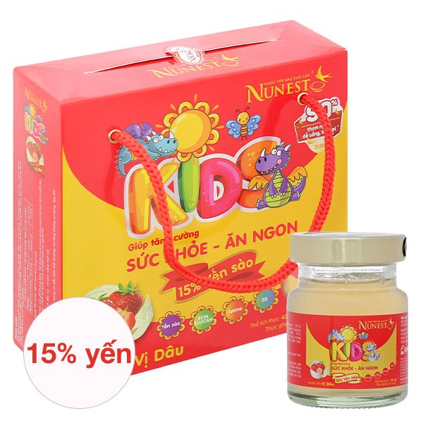 Hộp 6 Hũ Nước Yến Sào Nunest Kids Vị Dâu 70 Ml (Từ 6 Tháng)