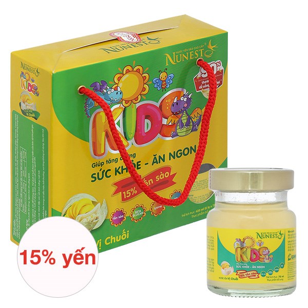 Hộp 6 Hũ Nước Yến Sào Nunest Kids Vị Chuối 70 Ml (Từ 6 Tháng)