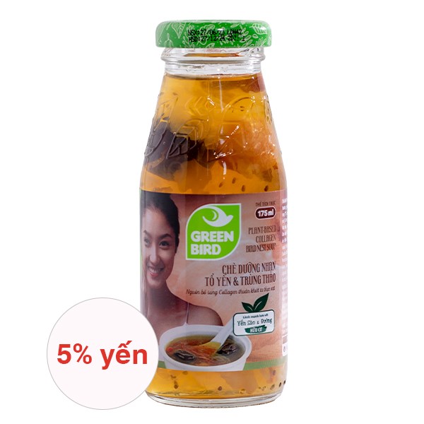 Chè Dưỡng Nhan Tổ Yến Và Trùng Thảo Green Bird 175 Ml (Từ 12 Tuổi)