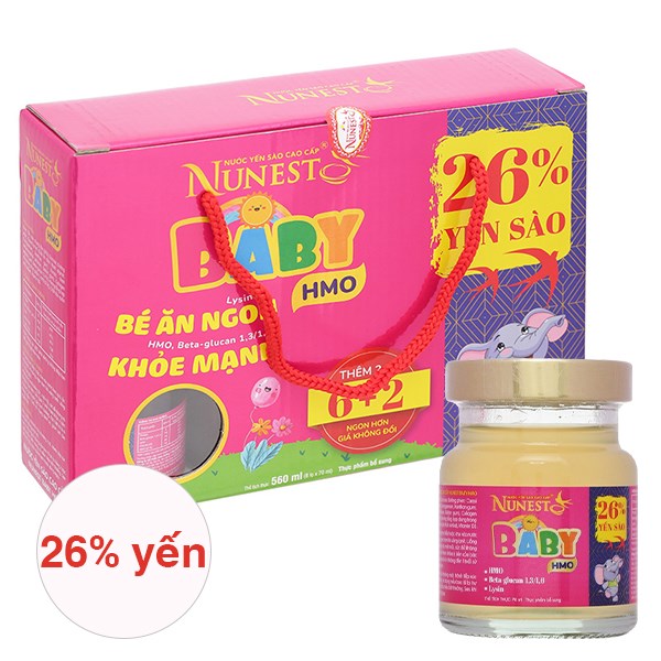 Hộp 8 Hũ Nước Yến Sào Nunest Baby 70 Ml (Từ 2 Tuổi)