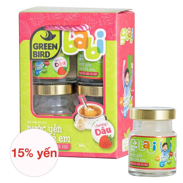 Hộp 4 Hũ Nước Yến Sào Green Bird Babi Vị Dâu 72G (Từ 1 Tuổi)