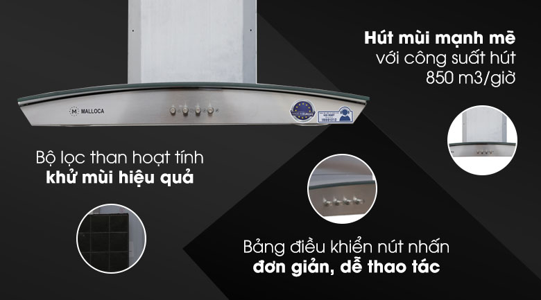 Máy hút mùi áp tường Malloca Delta-K890V