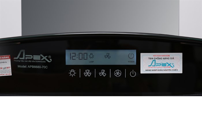 Máy hút mùi kính cong Apex APB6680-70C Màu Đen