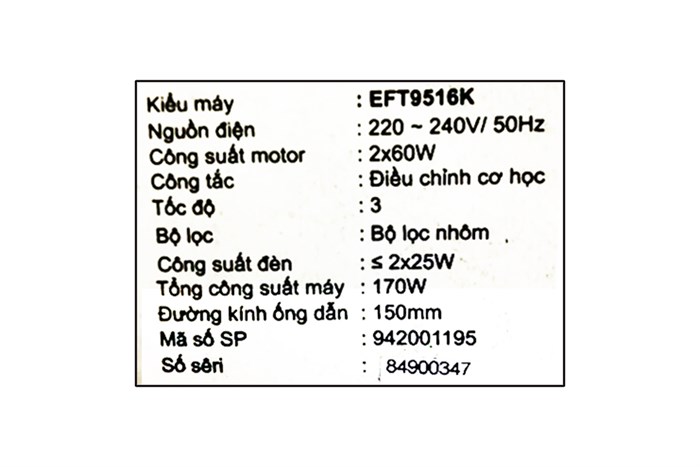Hút mùi áp tường Electrolux EFT9516K Màu Xám đậm
