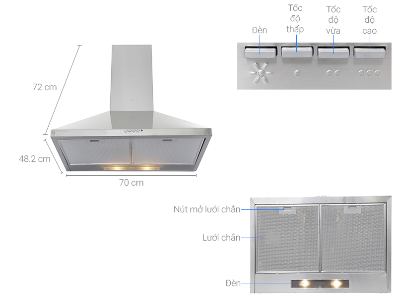 Máy hút mùi áp tường Teka DBB-70