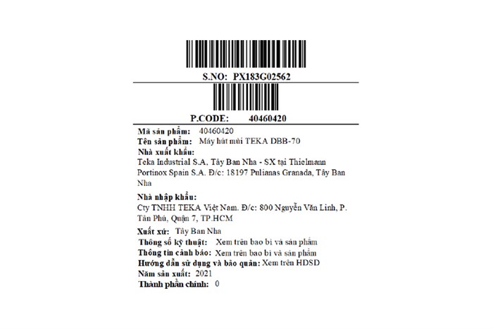 Máy hút mùi áp tường Teka DBB-70 Màu Bạc