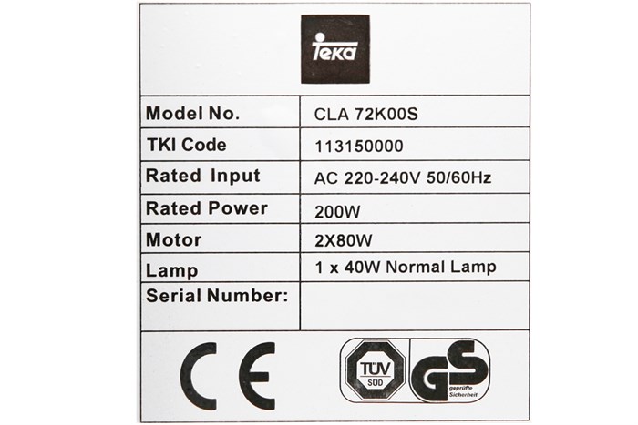 Máy hút mùi áp tường Teka CLA 72K00S Màu Bạc