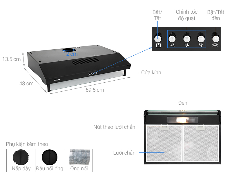 Máy hút mùi áp tường Sakura SCR-2881B