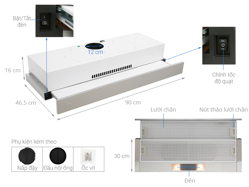 Thông số kỹ thuật Máy hút mùi âm tủ TEKA TLR2 92 SS