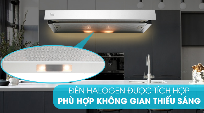 Các tính năng tiện ích trên máy hút mùi bạn nên biết > Đèn Halogen chiếu sáng - Máy hút mùi âm tủ TEKA TLR2 92 SS