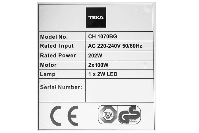 Máy hút mùi âm tủ Teka CH 1070BG Màu Bạc