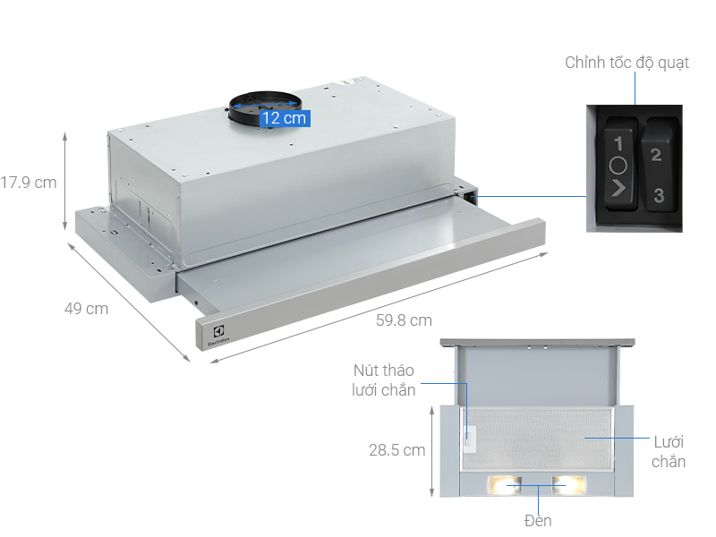 Máy hút mùi âm tủ Electrolux LFP216S | Home Best