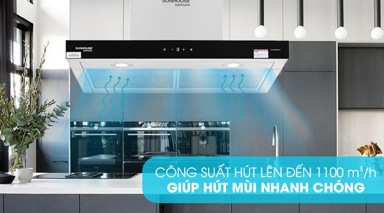 Công suất hút mạnh mẽ - Máy hút mùi áp tường Sunhouse Mama MMB6817-70