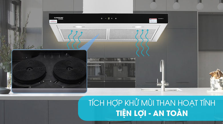 Khử mùi than hoạt tính - Máy hút mùi áp tường Sunhouse Mama MMB6817-70