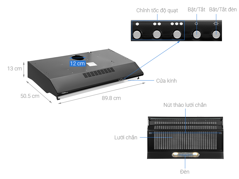 Máy hút mùi âm tủ Torino FS303GE2XK23PU3V2LBL/F/90