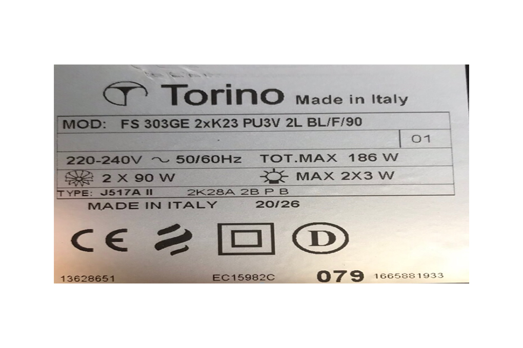 Siêu thị máy hút mùi âm tủ Torino FS303GE2XK23PU3V2LBL/F/90
