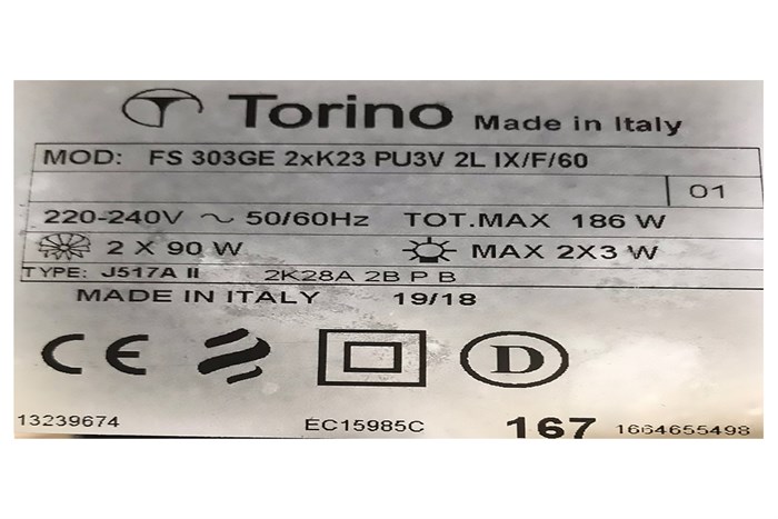 Máy hút mùi âm tủ Torino FS303GE2XK23PU3V2LIX/F/60 Màu Bạc