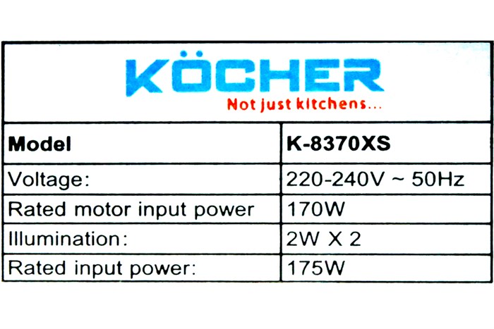 Máy hút mùi kính cong Kocher K-8370XS Màu Trắng - Xám
