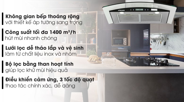 Máy hút mùi kính cong Kocher K-228S
