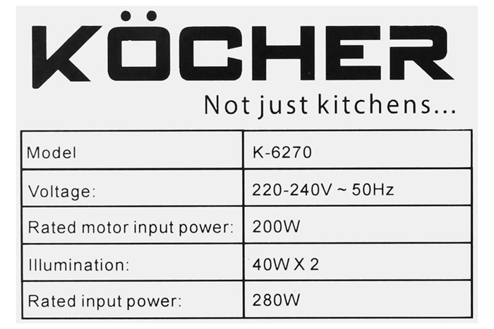 Máy hút mùi âm tủ Kocher K-6270 Màu Trắng - Xám