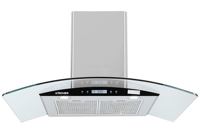 Máy hút mùi kính cong Kocher K-228S 90 Màu Đen - Bạc