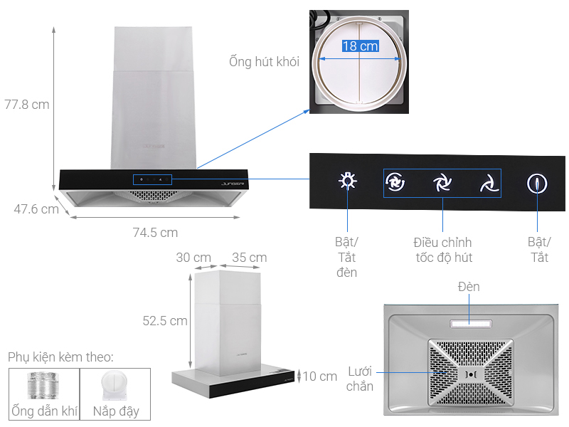 Máy hút mùi âm tủ Junger HRJ-75