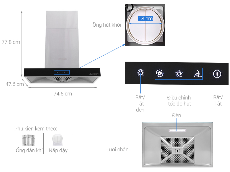 Máy hút mùi âm tủ Junger HRJ-75