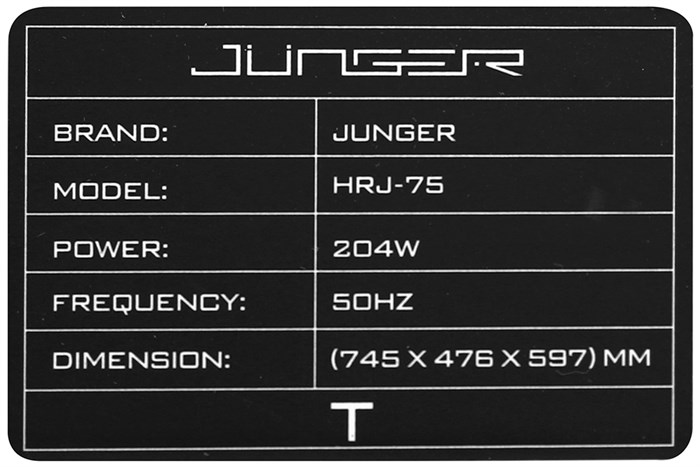 Máy hút mùi âm tủ Junger HRJ-75 Màu Đen - Xám