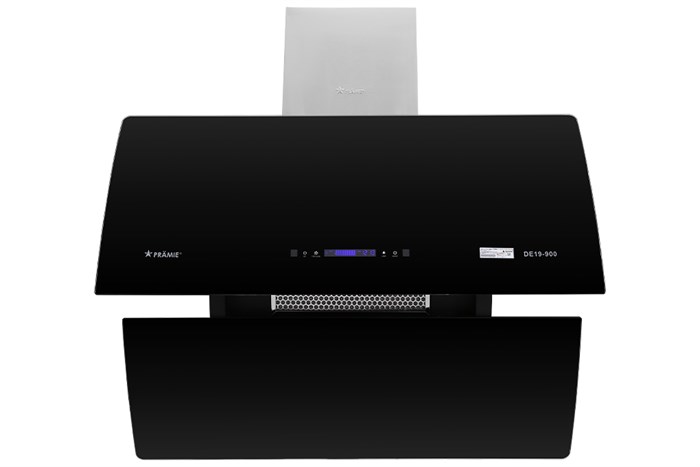 Máy hút mùi kính vát Pramie DE19-900 Màu Đen - Bạc