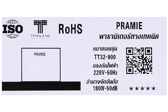 Máy hút mùi áp tường Pramie TT32-900 Màu Đen - Bạc