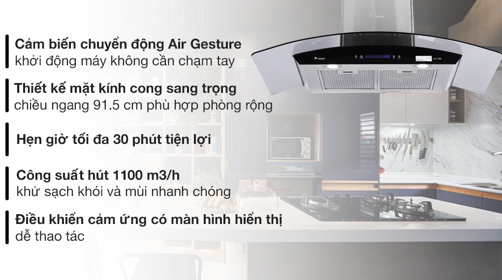 Máy hút mùi kính cong Pramie AC17-900 - 2
