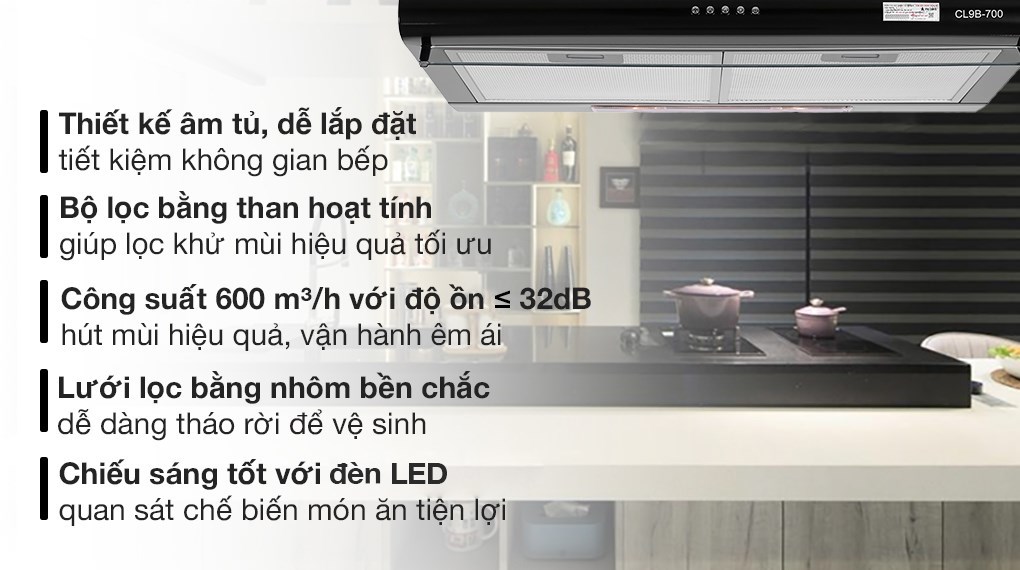 Máy hút mùi âm tủ Pramie CL9B-700