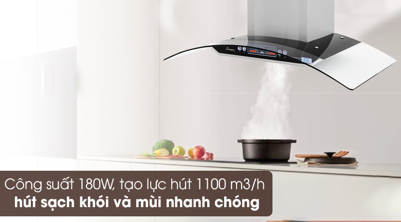 Máy hút mùi kính cong Apex APB6601-90C - Công suất