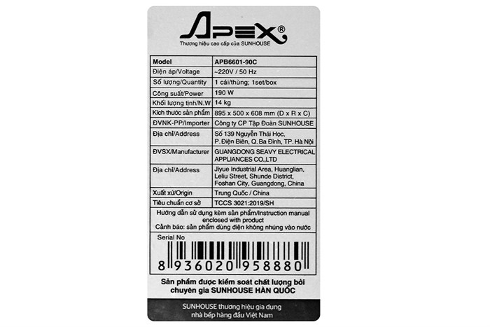 Máy hút mùi kính cong Apex APB6601-90C Màu Bạc
