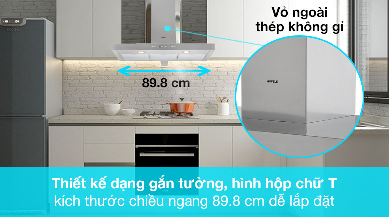 Thiết kế gắn tường - Máy hút mùi áp tường Hafele HH-WI90B (539.81.175)