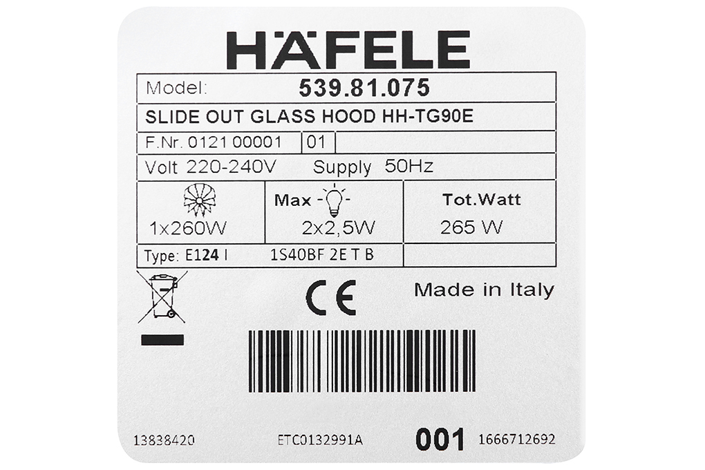 Siêu thị máy hút mùi âm tủ Hafele HH-TG90E (539.81.075)