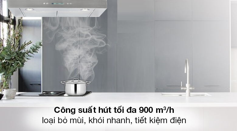 Máy hút mùi áp tường Hafele HH-WI70C (539.81.158) - Máy hút mùi Hafele hoạt động với công suất 265W cho công suất hút nhanh chóng lên đến 900 m³/h