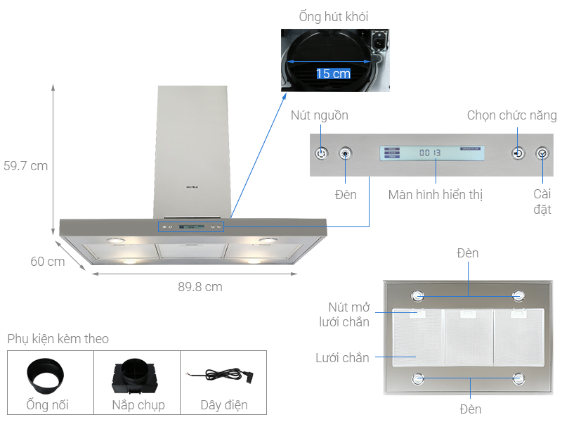 Máy hút mùi đảo Hafele HH-IS90A (539.81.715)