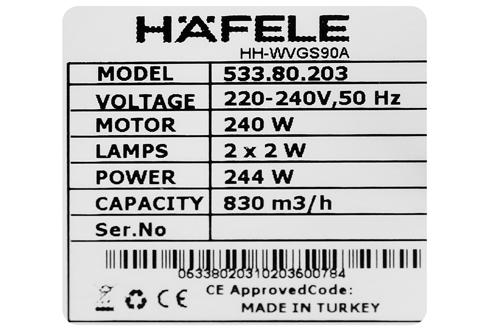 Siêu thị máy hút mùi áp tường Hafele HH-WVGS90A (533.80.203)