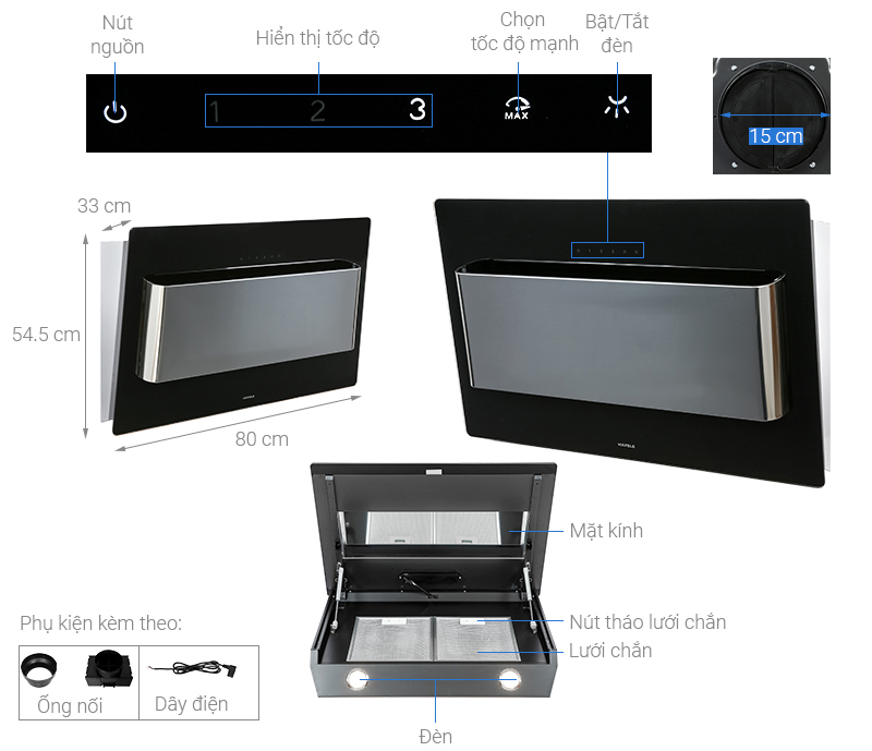 Máy hút mùi kính vát Hafele HH-WVG80D (539.81.194)