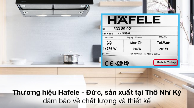 Máy hút mùi âm tủ Hafele HH-SG70A (533.89.021) - Thương hiệu Hafele uy tín đến từ Đức