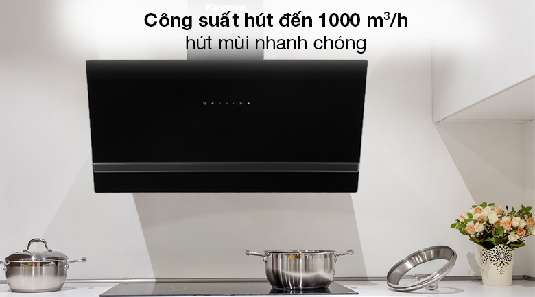 Máy hút mùi áp tường Kangaroo KG1361 - Hút sạch mùi, khói với công suất hút 1000 m³/giờ, cài đặt 3 tốc độ quạt khác nhau