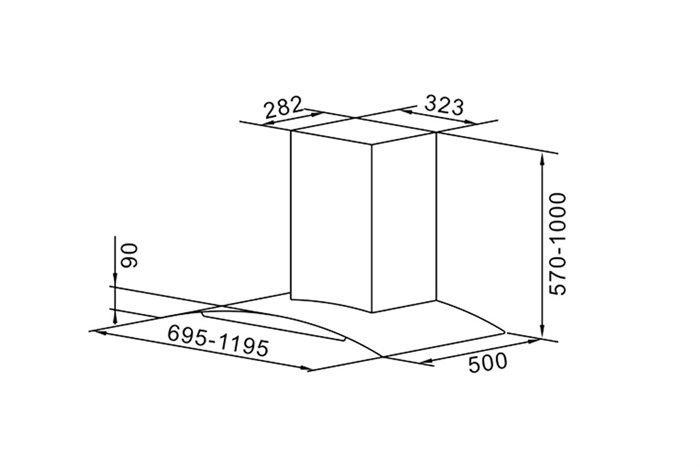Máy hút mùi kính cong Chef's EH-R506E7G Màu Bạc Inox