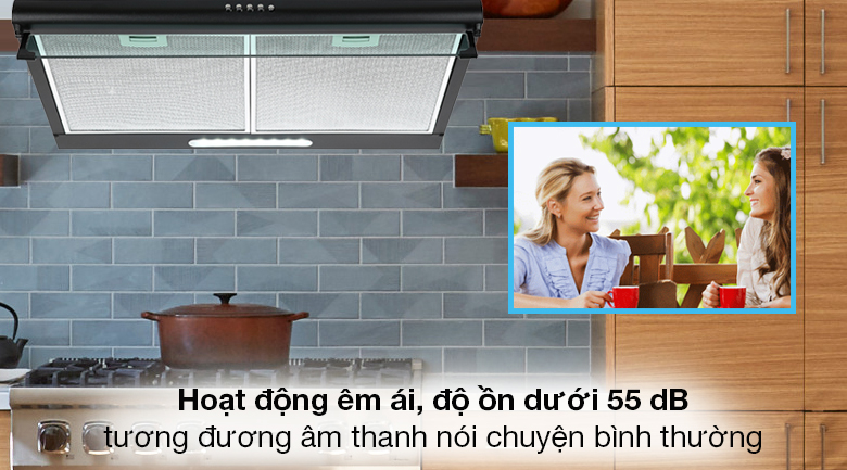 Máy hút mùi áp tường Makano MKH-000006 - Động cơ vận hành ổn định, bền bỉ, cho độ ồn dưới 55 dB