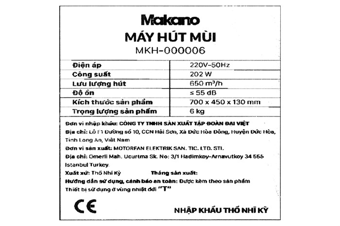 Máy hút mùi áp tường Makano MKH-000006 Màu Xám