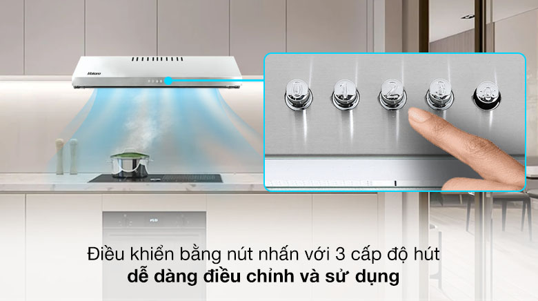  Bảng điều khiển nút nhấn - Máy hút mùi áp tường Makano MKH-000007