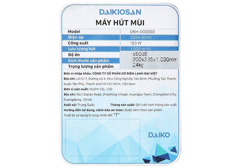 Máy hút mùi áp tường Daikiosan DKH-000002 giá rẻ