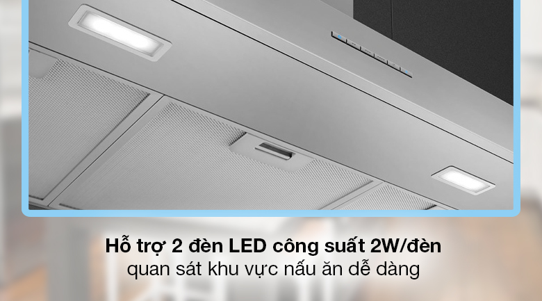 Máy hút mùi áp tường Smeg KBT900XE (536.84.493) - Trang bị 2 đèn LED công suất 2W/đèn